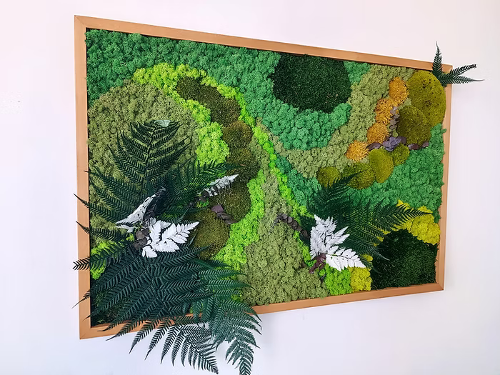 Panneau vivant type tableau en bois massif avec 7 types de mousse
