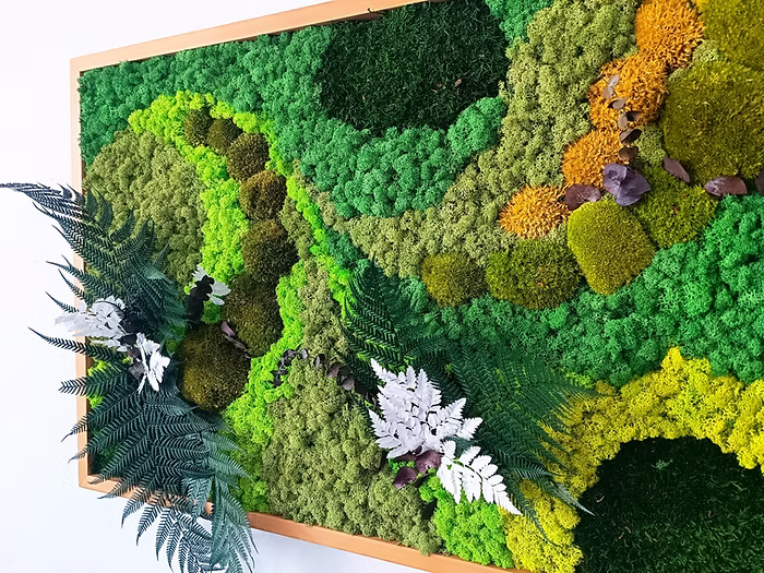 Panneau vivant type tableau en bois massif avec 7 types de mousse