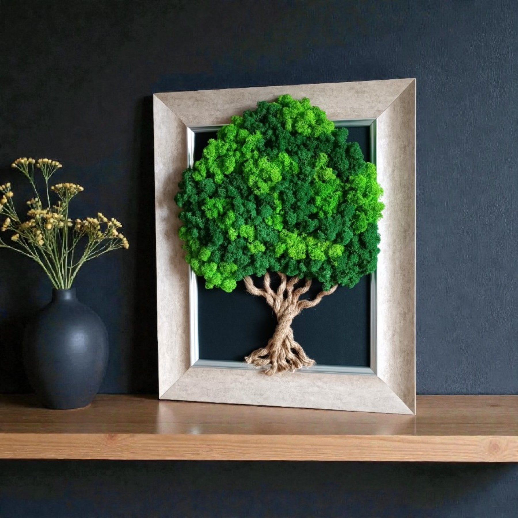 Arbre de Vie – Cadre massif beige 55 × 45 cm