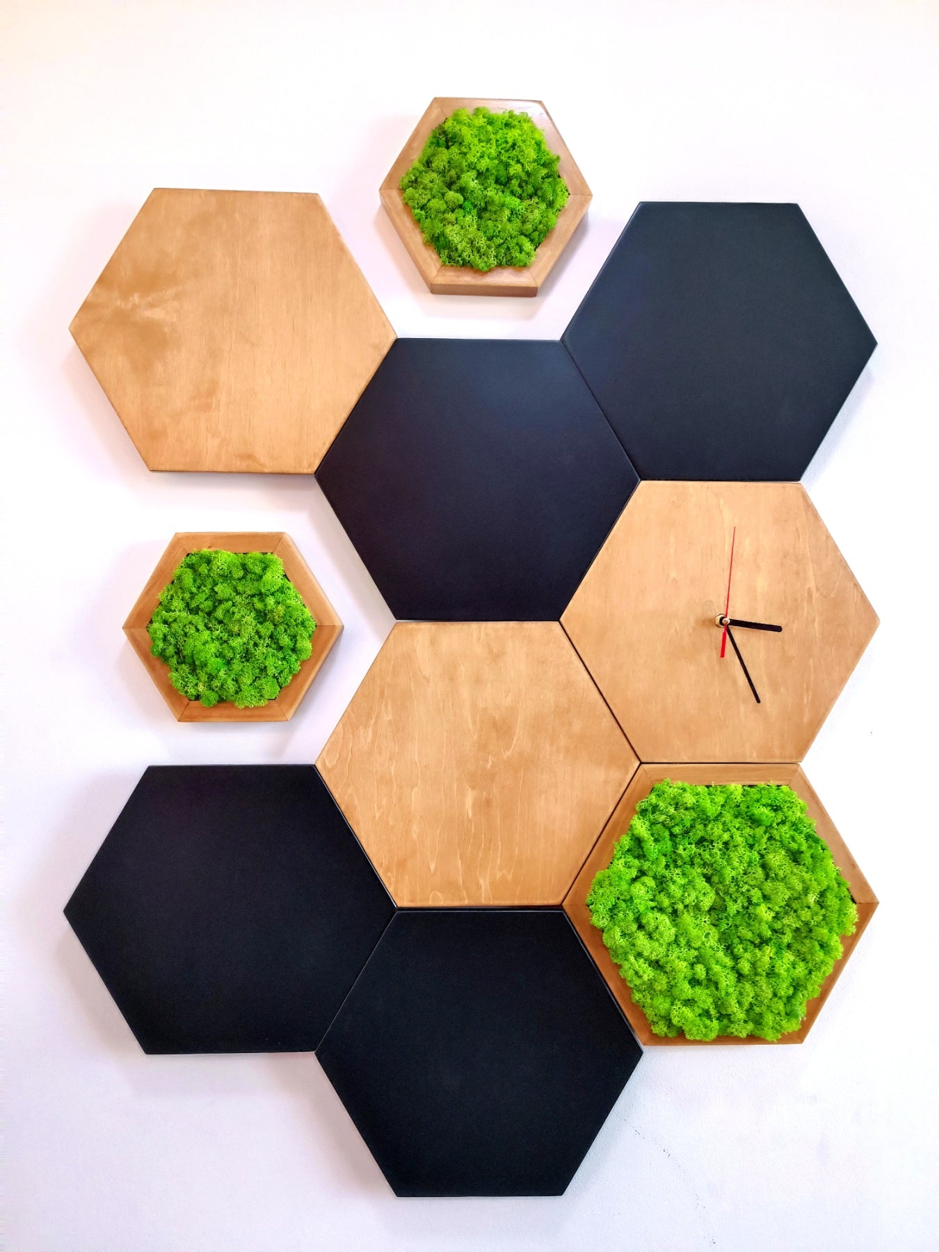 Composition Murale Complète – 10 Éléments en Bois Massif &amp; Mousse Scandinave