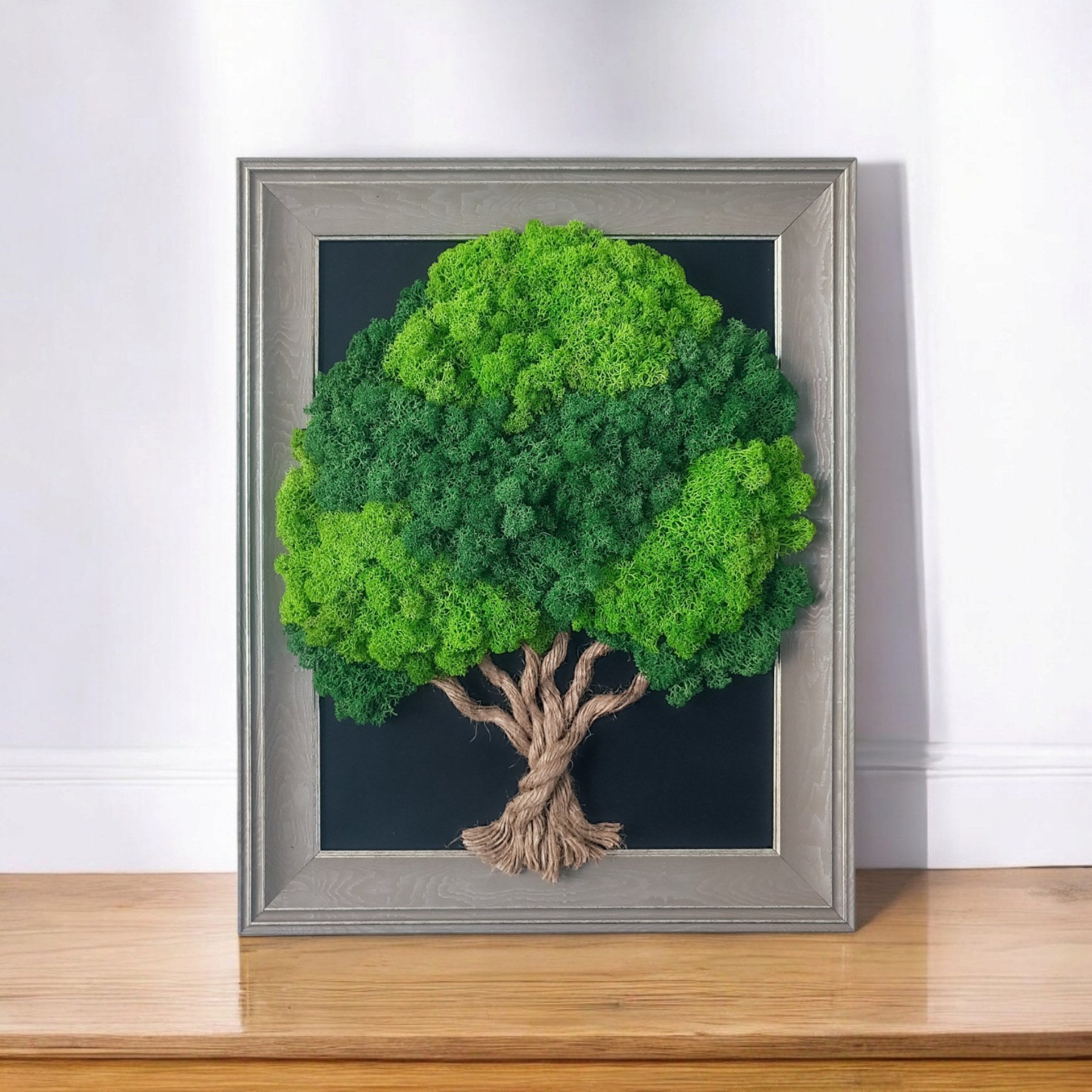 Tableau Végétal « Arbre de Vie » – Cadre Gris Premium (50 × 40 cm)