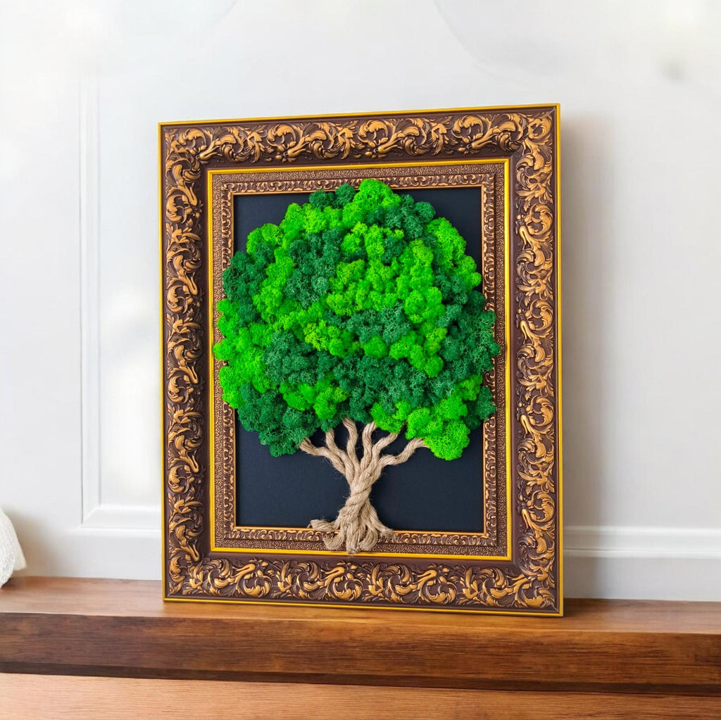 Tableau Végétal « Arbre de Vie » – Cadre Massif Premium (55 × 45 cm)