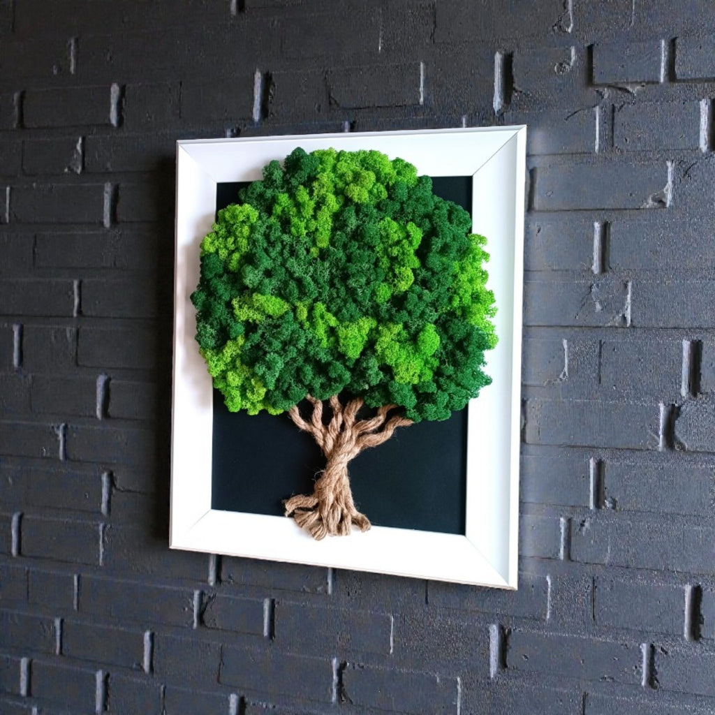 Tableau Végétal « Arbre de Vie » – Cadre Premium Blanc Laqué (50 × 40 cm)