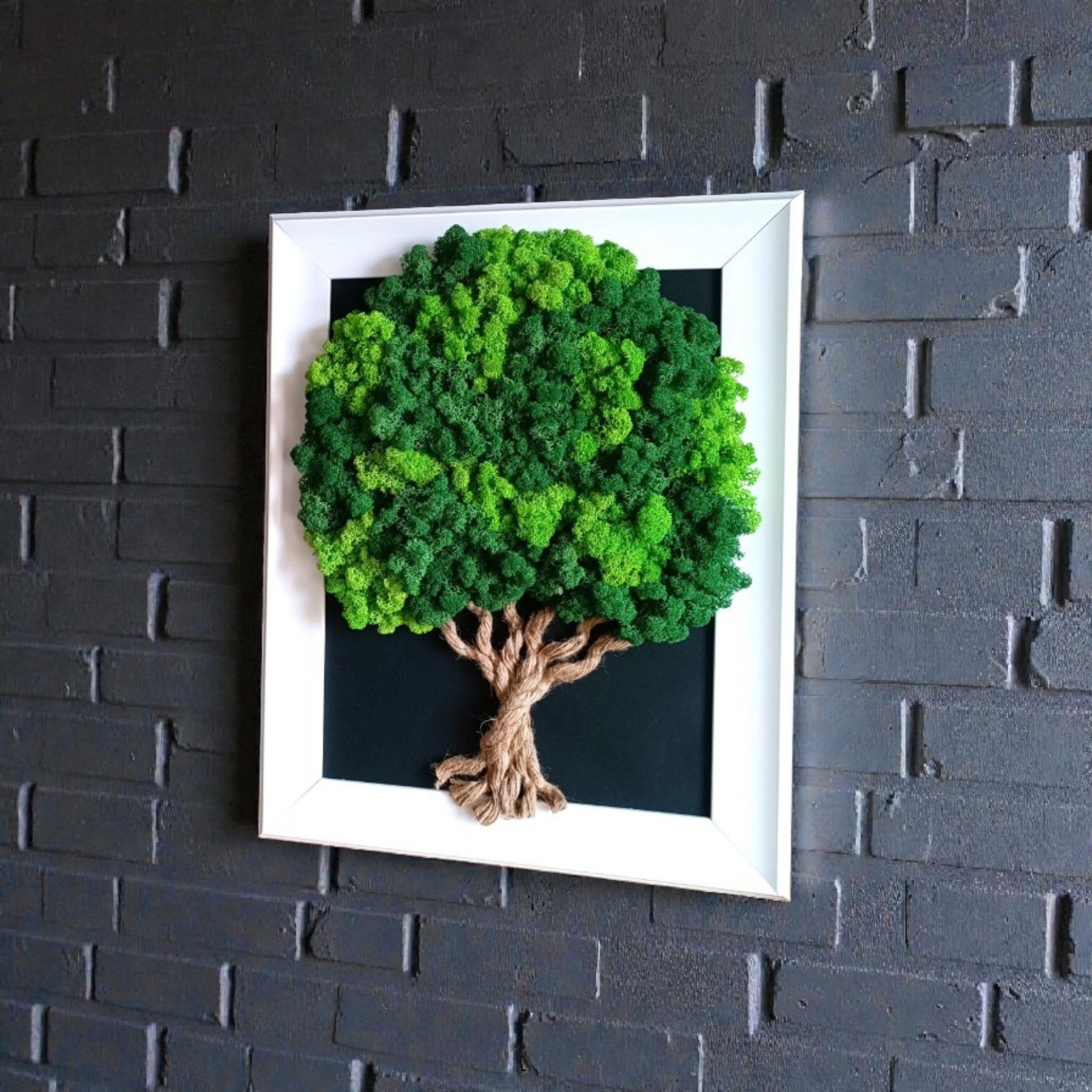 Tableau Végétal « Arbre de Vie » – Cadre Premium Blanc Laqué (50 × 40 cm)