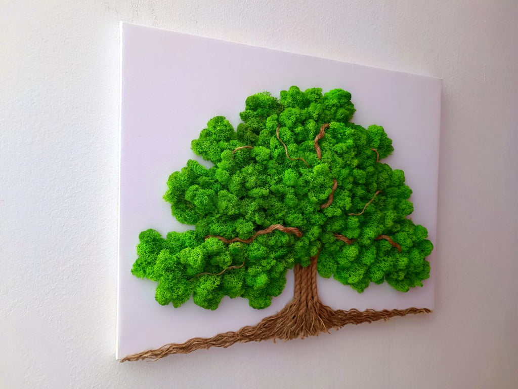 Tableau Végétal « Arbre de Vie » – Toile Blanche (60 × 50 cm)