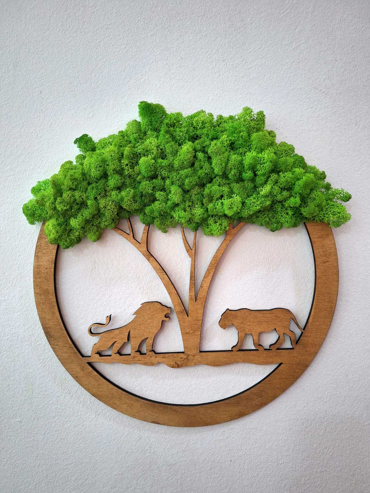Tableau Végétal « Le Cercle de la Vie » – Inspiré du Roi Lion (Ø 40 cm)