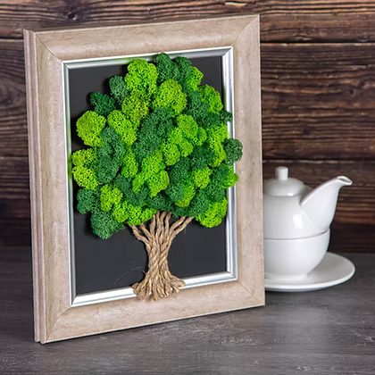 Tableau végétal “L’Arbre de Vie” – Cadre beige 35 × 30 cm