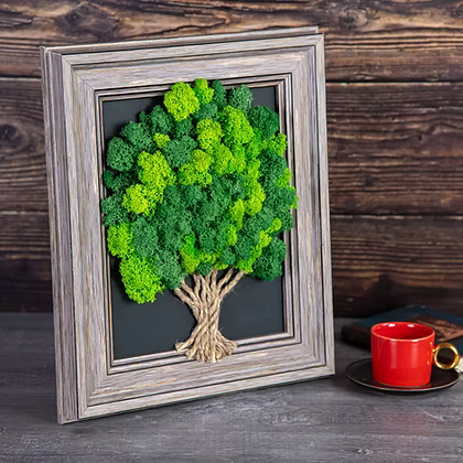 Tableau végétal “L’Arbre de Vie” – Cadre massif 35 × 30 cm