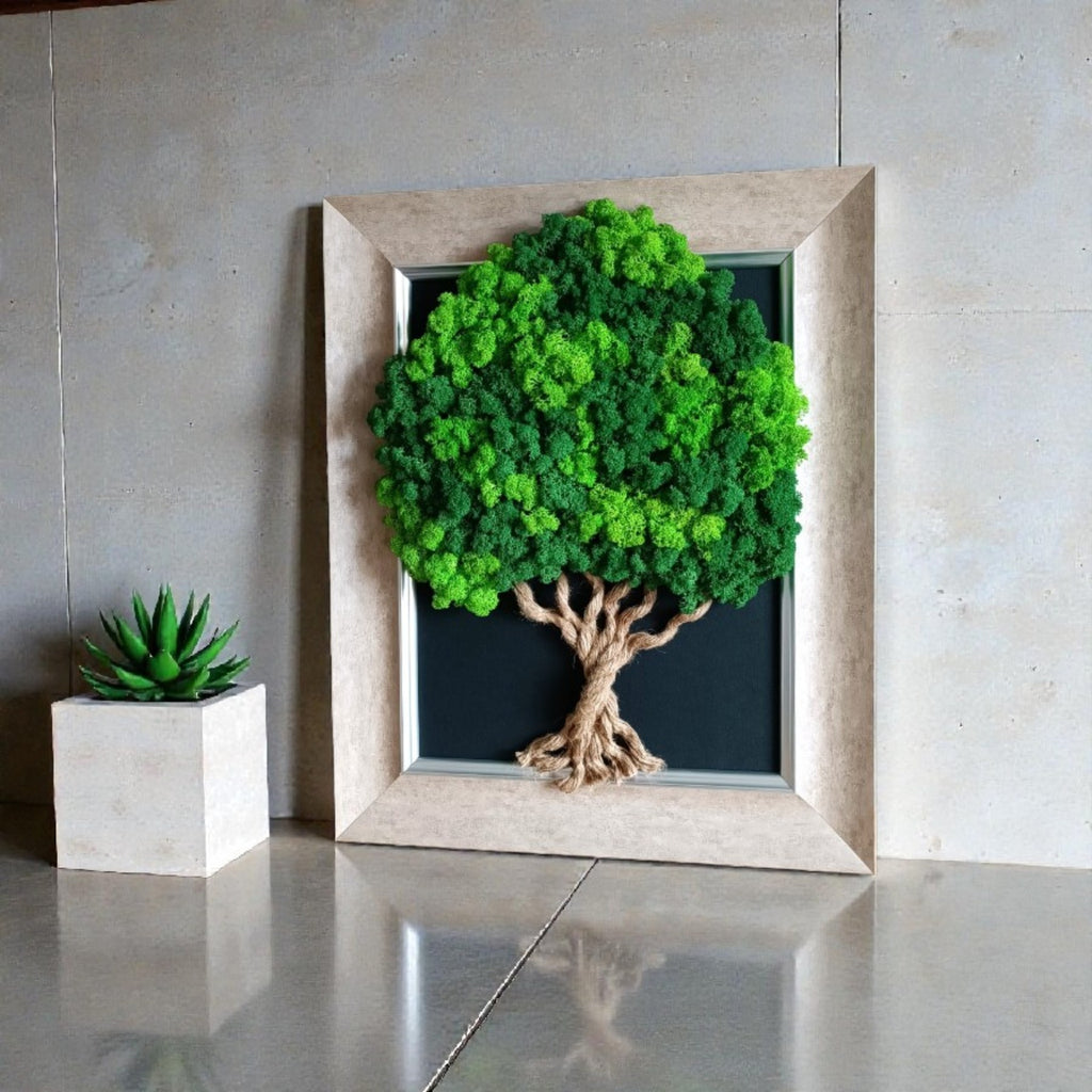 Arbre de Vie – Cadre massif beige 55 × 45 cm
